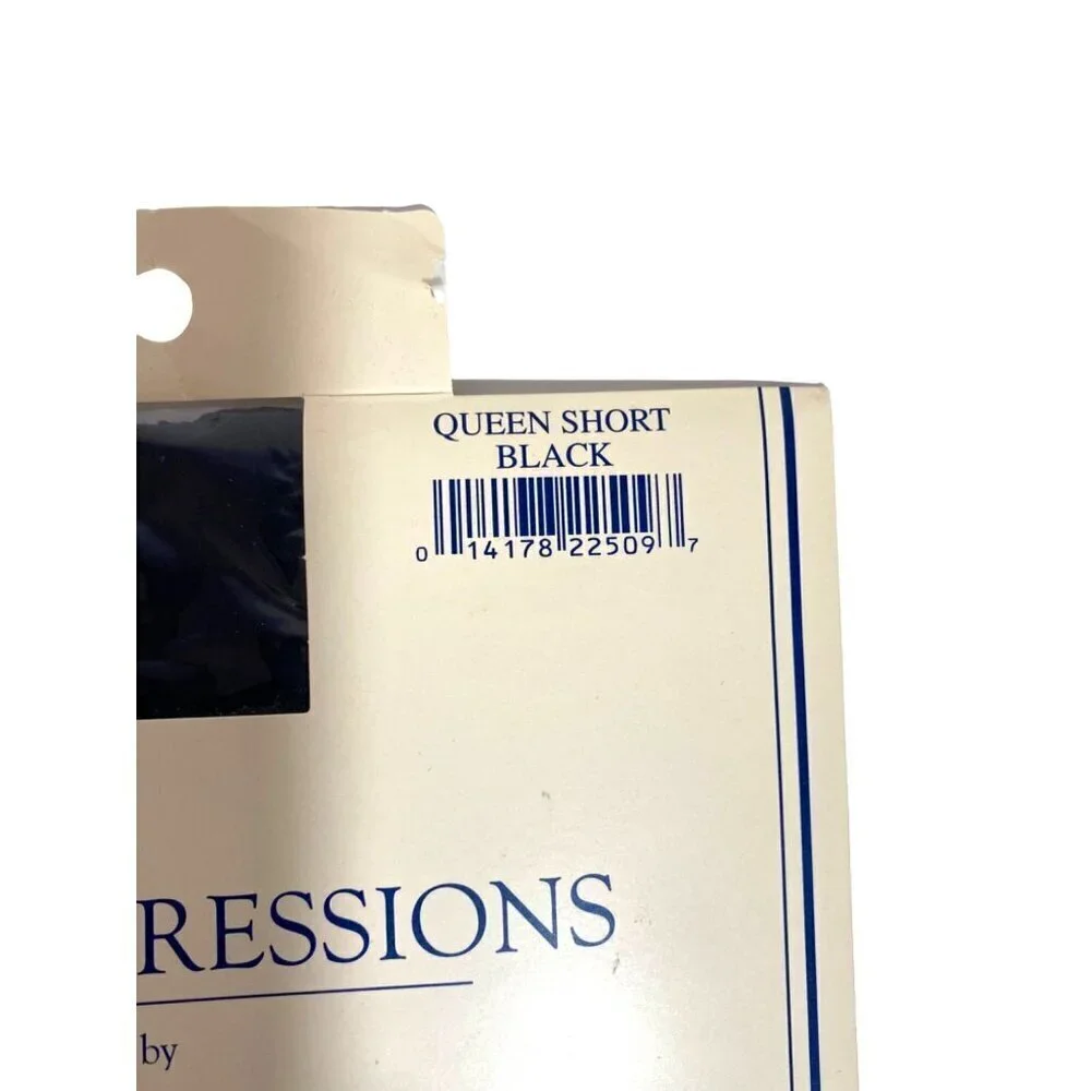 J.G. Hook Leg Expressions Silky Sheer Black‎ Pantyhose Size Queen Short